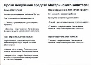 Сроки перечисления материнского капитала при покупке жилья