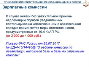 Ответственность за неявку на зарплатную комиссию в налоговую 2020