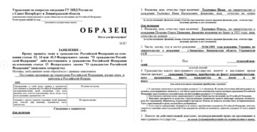 Заявление на гражданство рф нового образца 2020 бланк мо