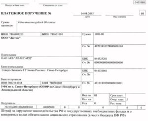 Назначение платежа при уплате штрафа в пфр за сзв